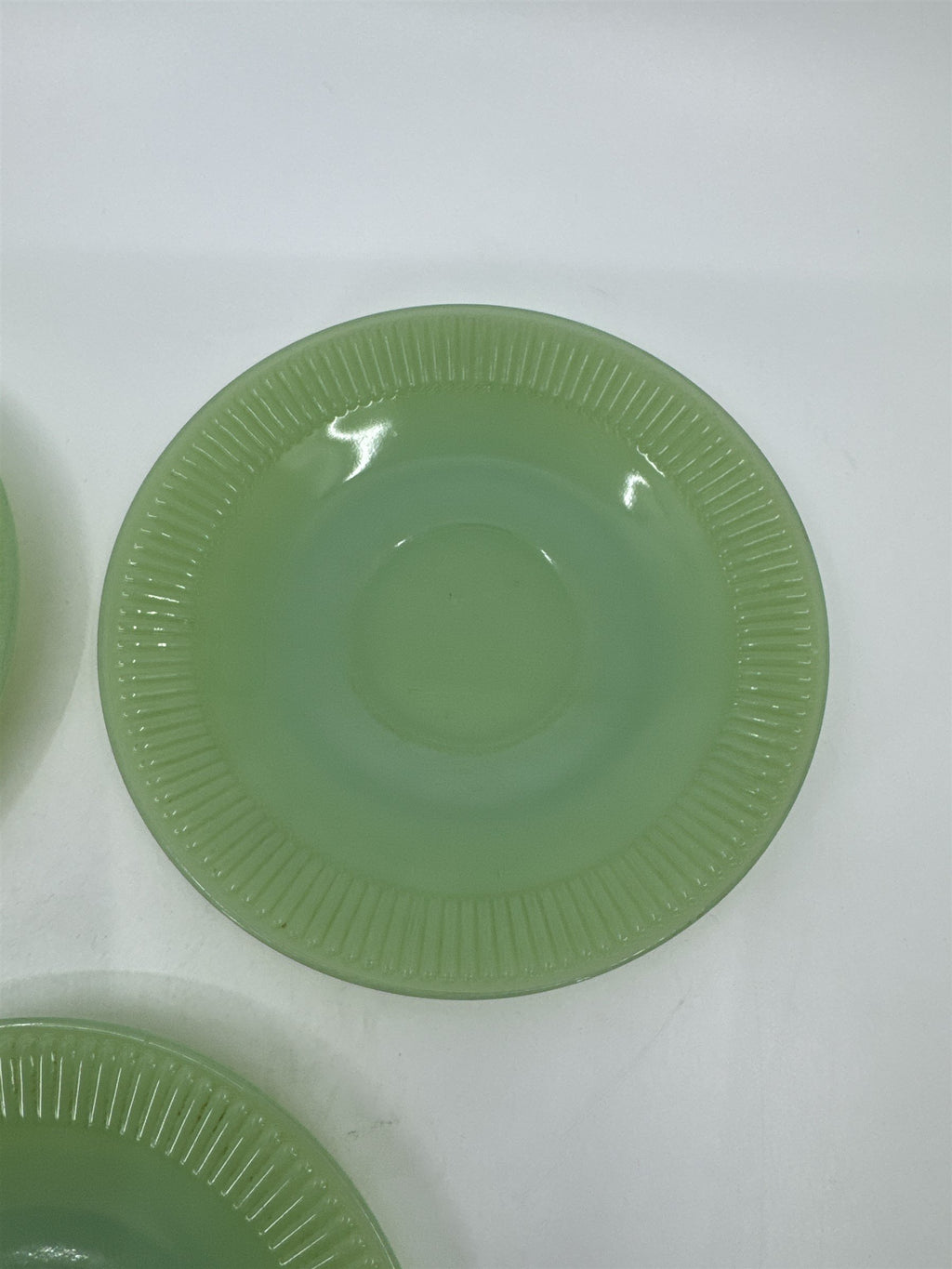 Vtg MCM Set of 3 Jadeite Jan Ray Fire King Glass Saucer Plate 30s 40s