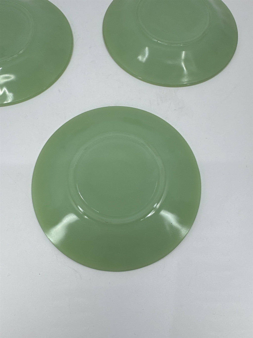 Vtg MCM Set of 3 Jadeite Jan Ray Fire King Glass Saucer Plate 30s 40s