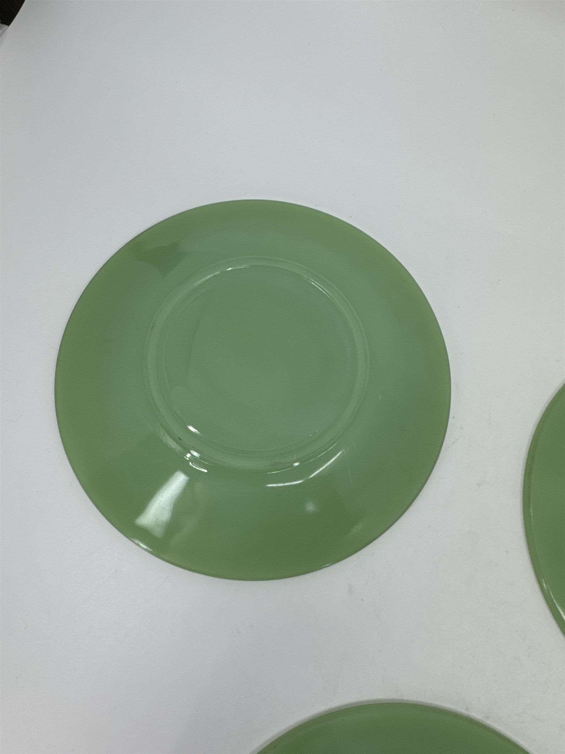 Vtg MCM Set of 3 Jadeite Jan Ray Fire King Glass Saucer Plate 30s 40s