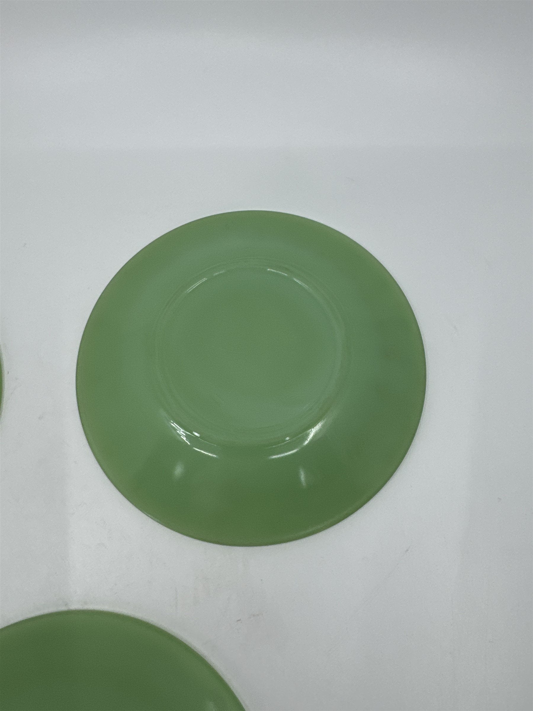 Vtg MCM Set of 3 Jadeite Jan Ray Fire King Glass Saucer Plate 30s 40s