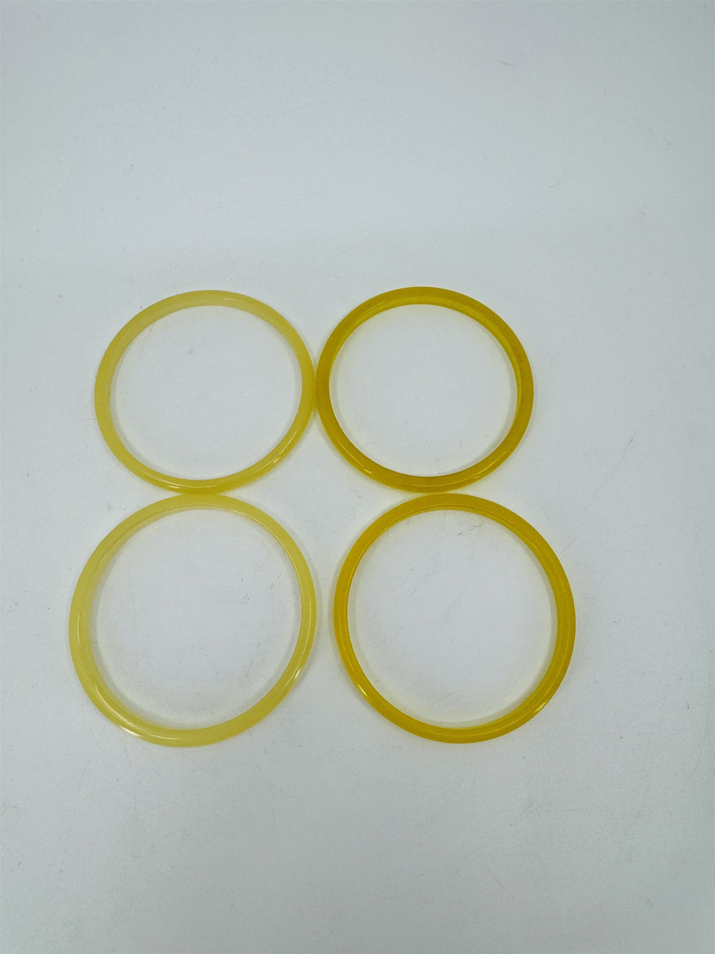 Vintage Set of 4 Celluloid/Resin 3" Bangle Bracelets Spacers Shiny Yellow
