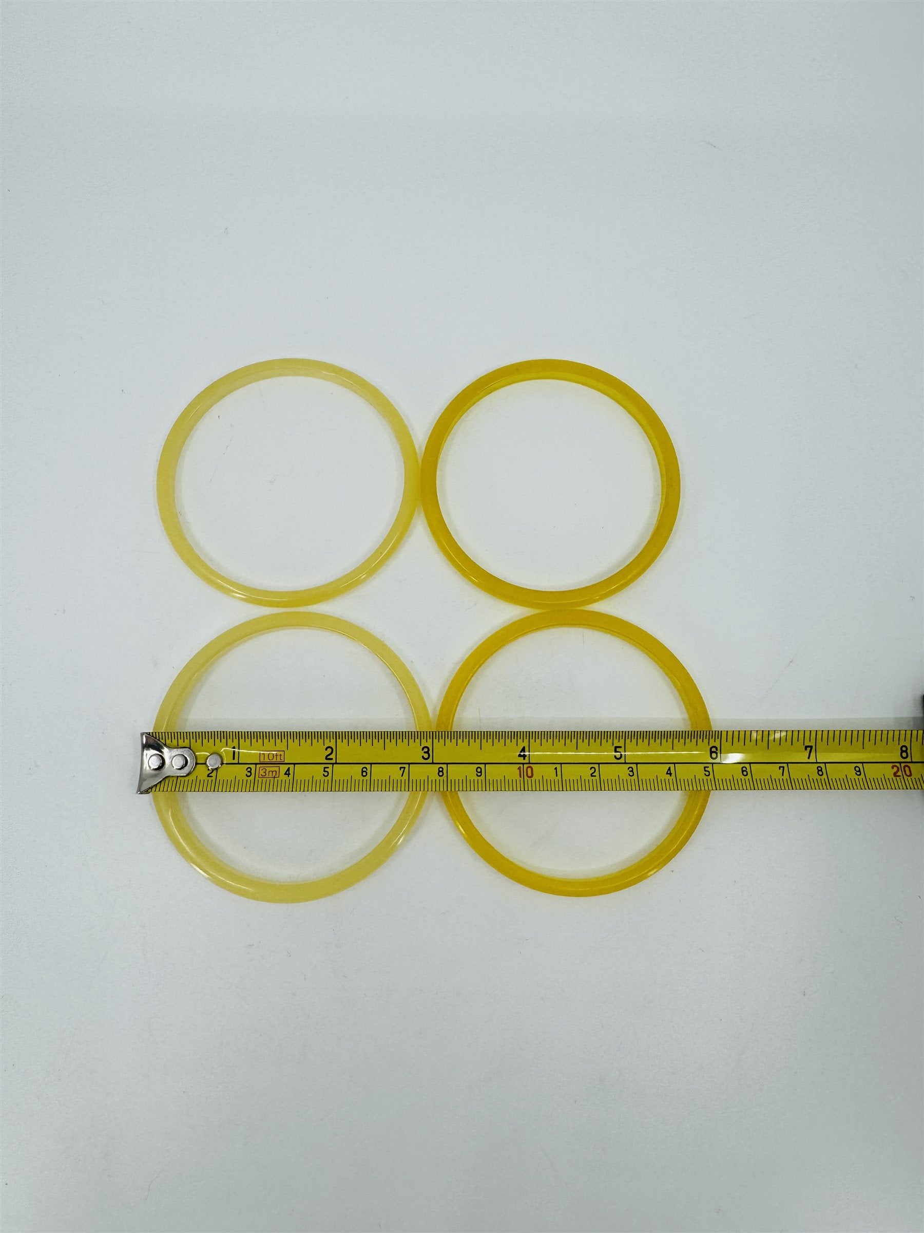 Vintage Set of 4 Celluloid/Resin 3" Bangle Bracelets Spacers Shiny Yellow