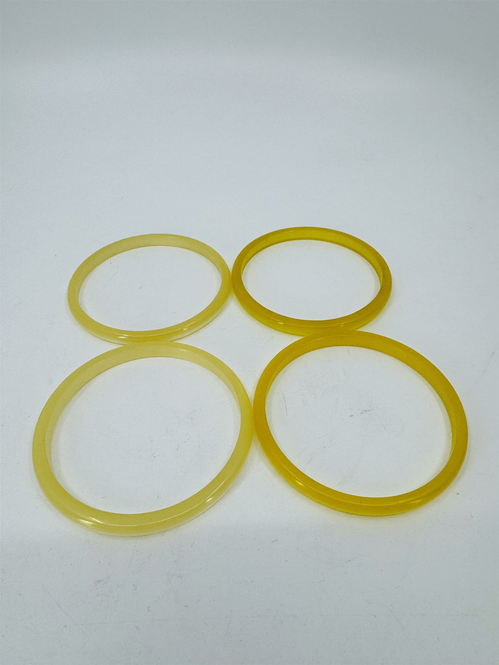 Vintage Set of 4 Celluloid/Resin 3" Bangle Bracelets Spacers Shiny Yellow