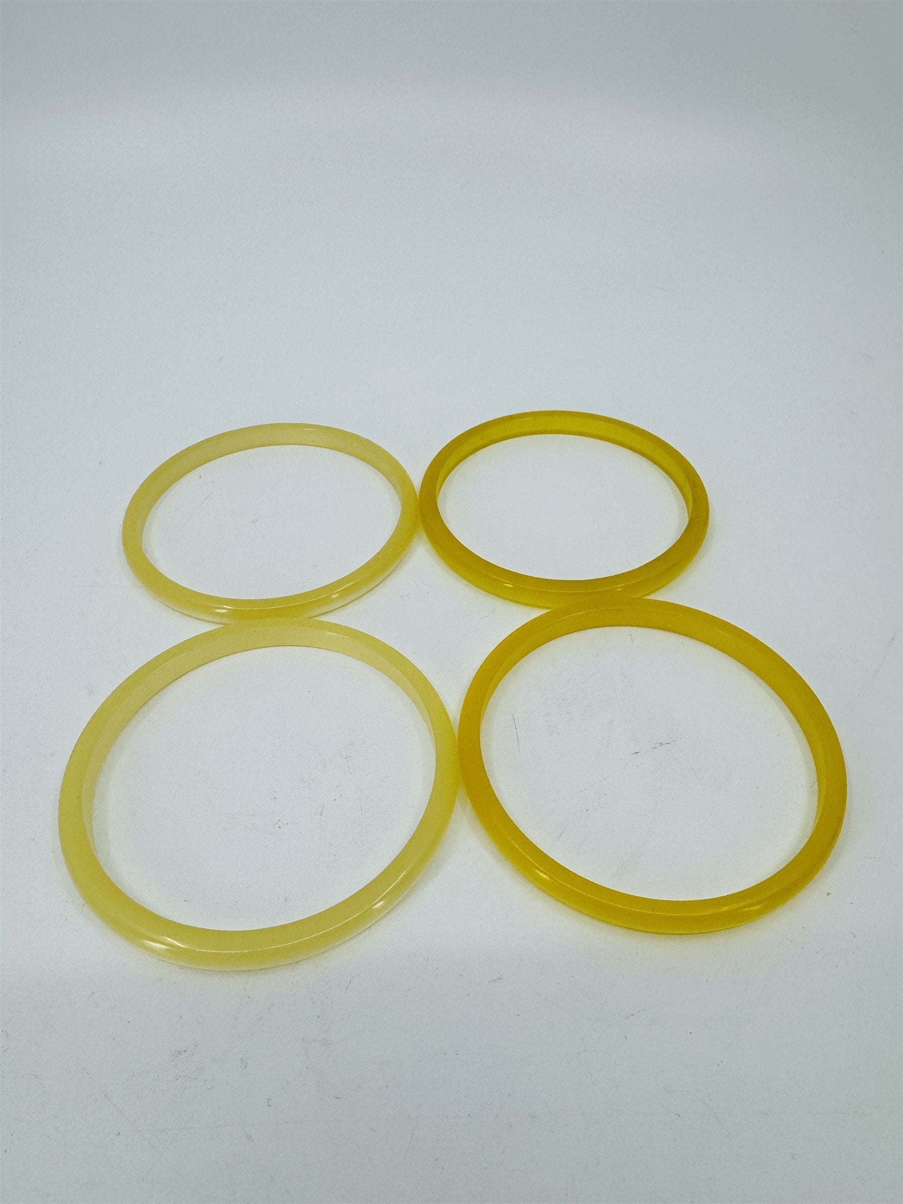 Vintage Set of 4 Celluloid/Resin 3" Bangle Bracelets Spacers Shiny Yellow
