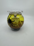 Vintage Halloween Skeleton Spider Tarantula Gel Jelly Candle Ruffled Clear Vase