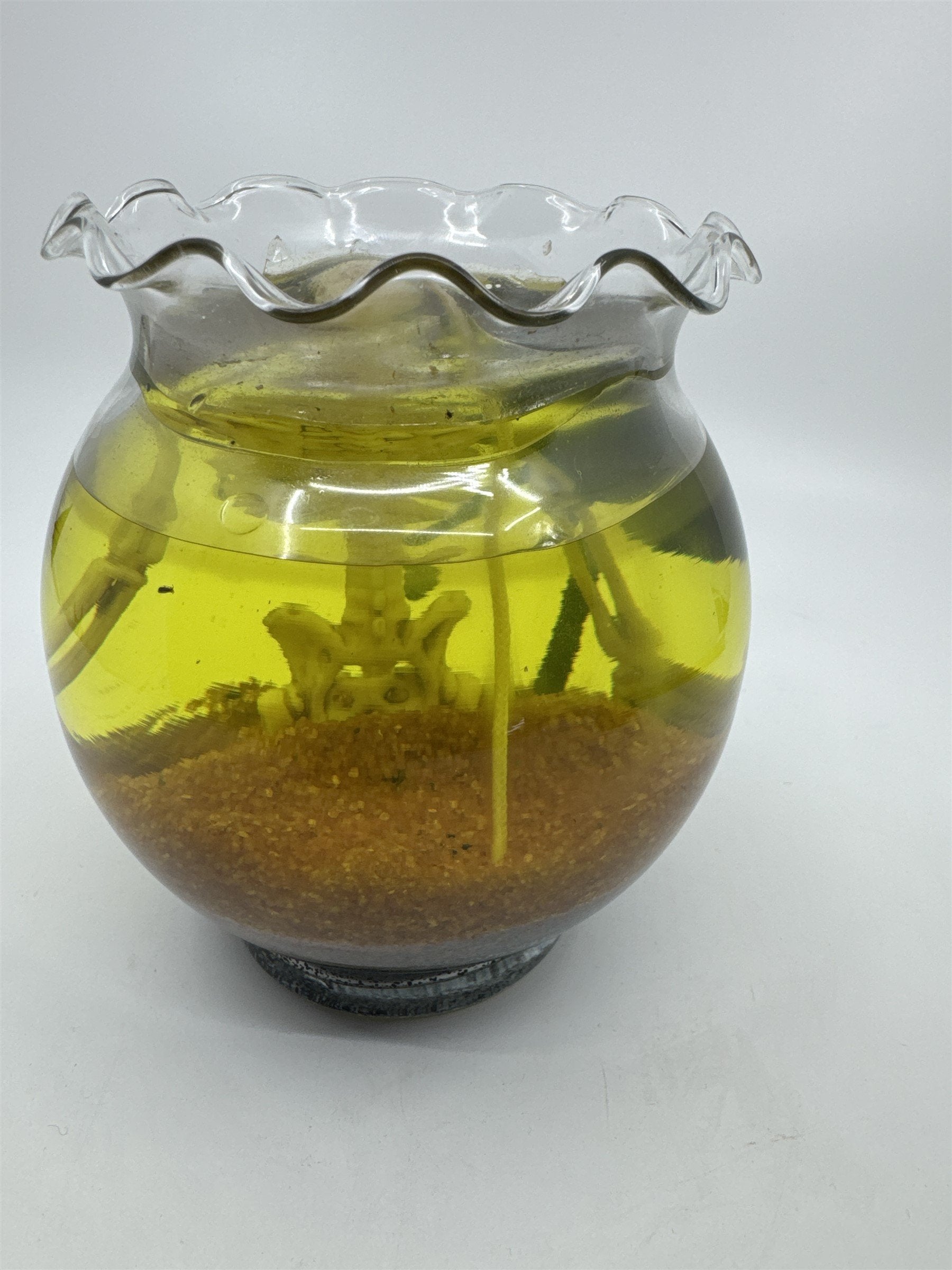 Vintage Halloween Skeleton Spider Tarantula Gel Jelly Candle Ruffled Clear Vase