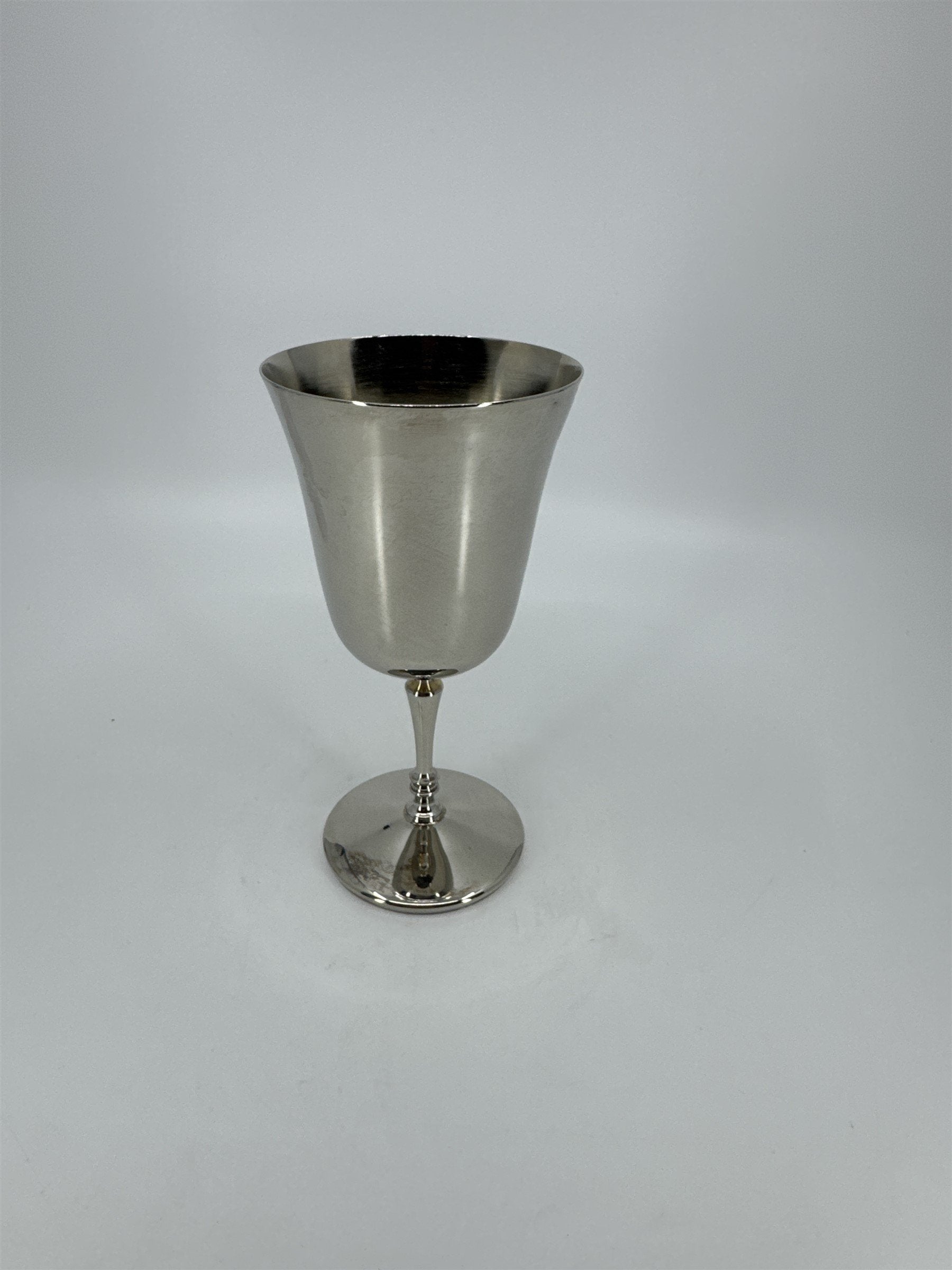 Vintage Silver-Toned Metal Wine Goblet Tulip Shape 6-1/2" Tall Offering Goblet