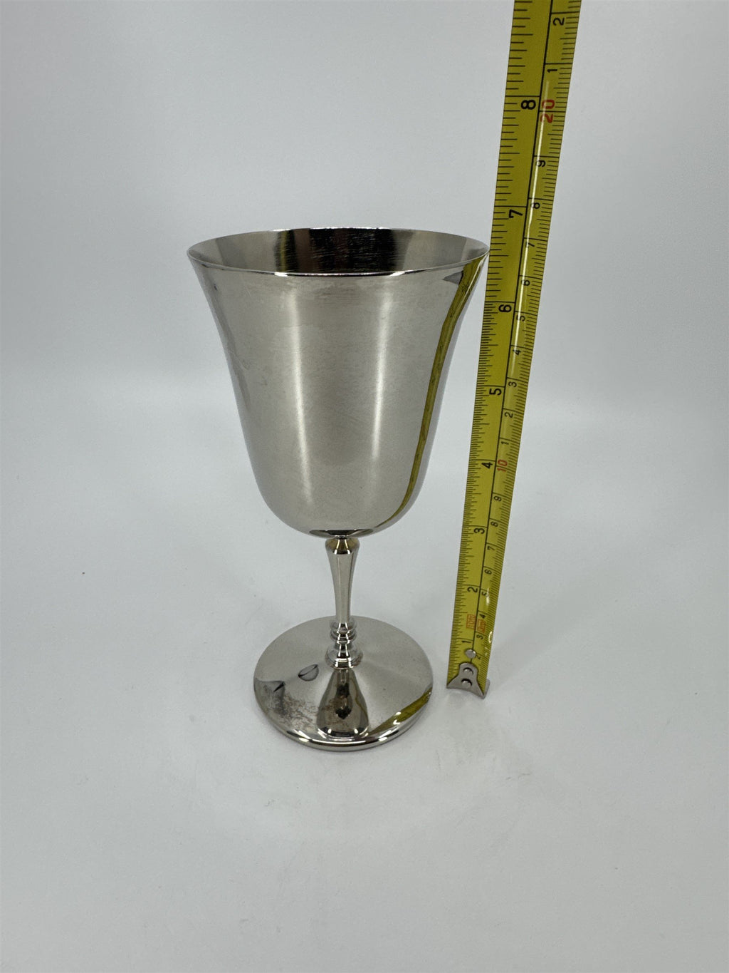 Vintage Silver-Toned Metal Wine Goblet Tulip Shape 6-1/2" Tall Offering Goblet