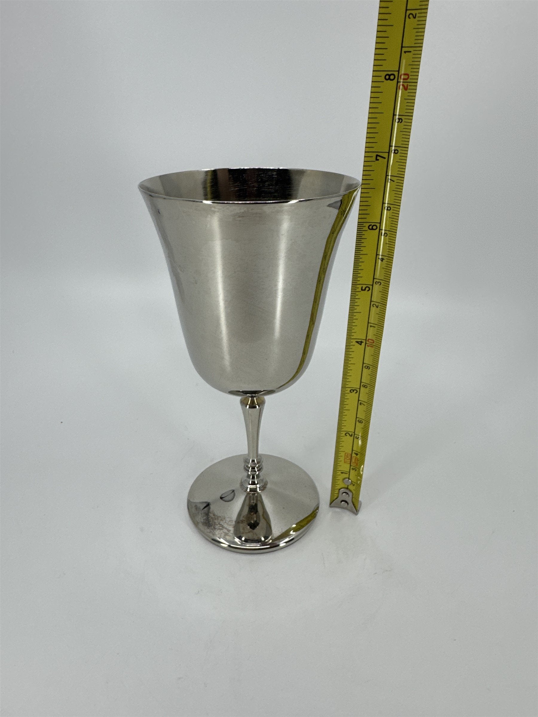 Vintage Silver-Toned Metal Wine Goblet Tulip Shape 6-1/2" Tall Offering Goblet