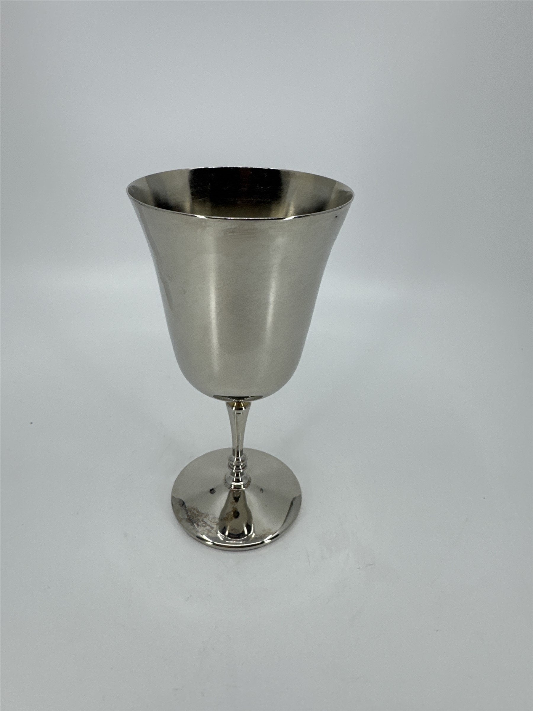 Vintage Silver-Toned Metal Wine Goblet Tulip Shape 6-1/2" Tall Offering Goblet