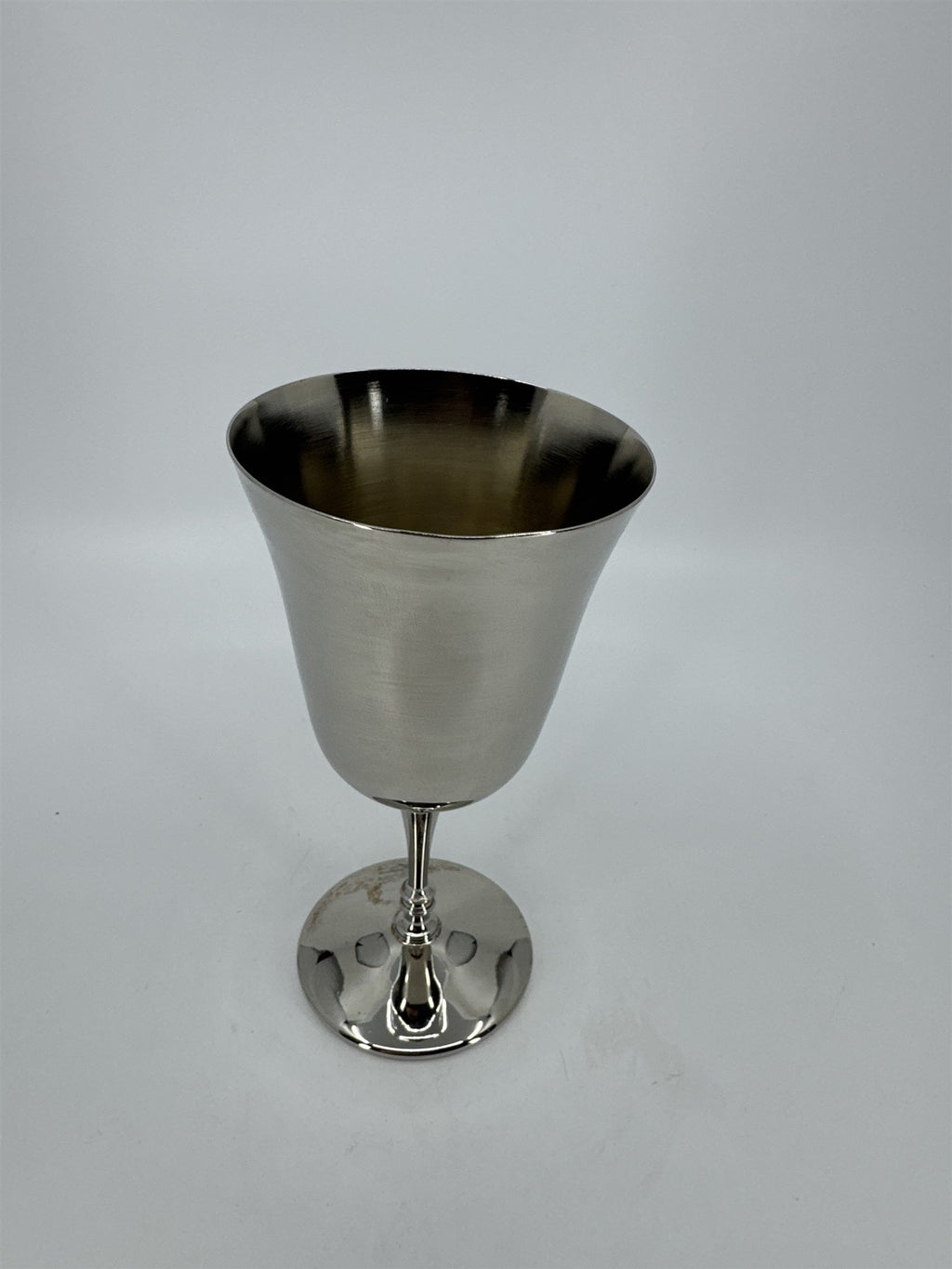 Vintage Silver-Toned Metal Wine Goblet Tulip Shape 6-1/2" Tall Offering Goblet