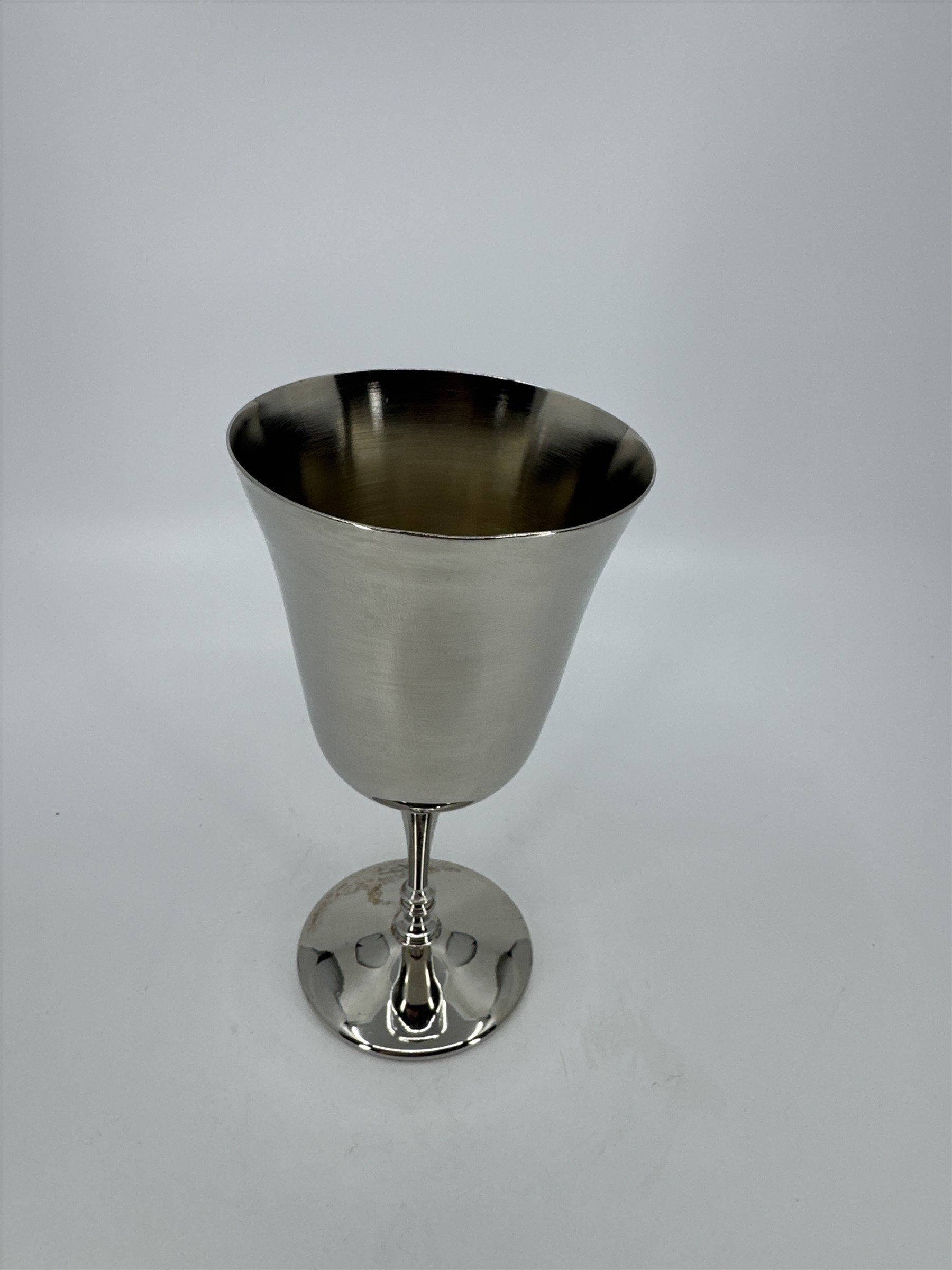 Vintage Silver-Toned Metal Wine Goblet Tulip Shape 6-1/2" Tall Offering Goblet