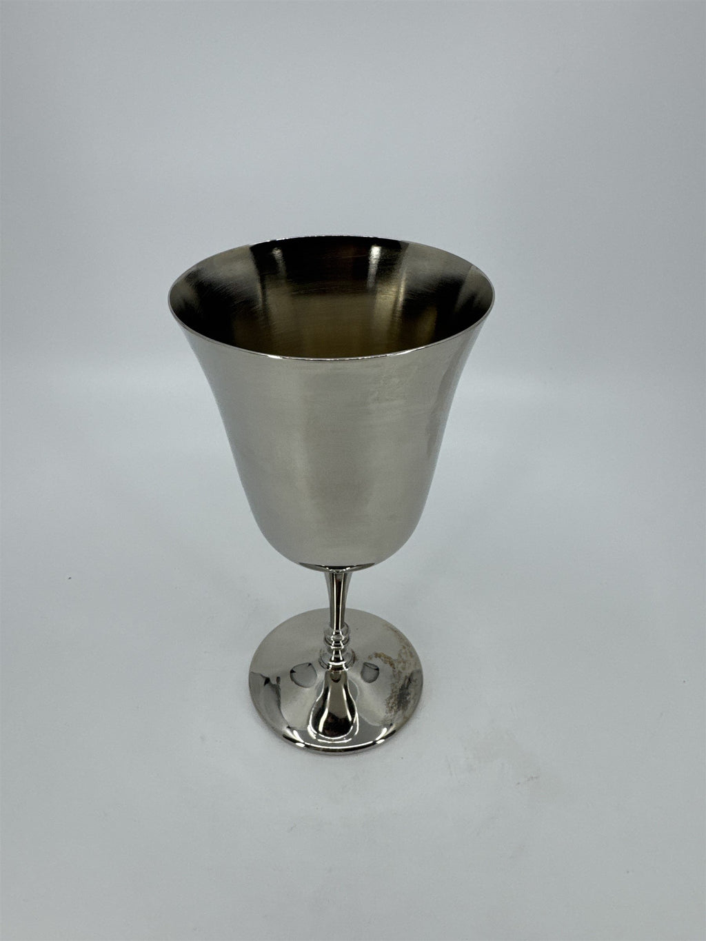 Vintage Silver-Toned Metal Wine Goblet Tulip Shape 6-1/2" Tall Offering Goblet