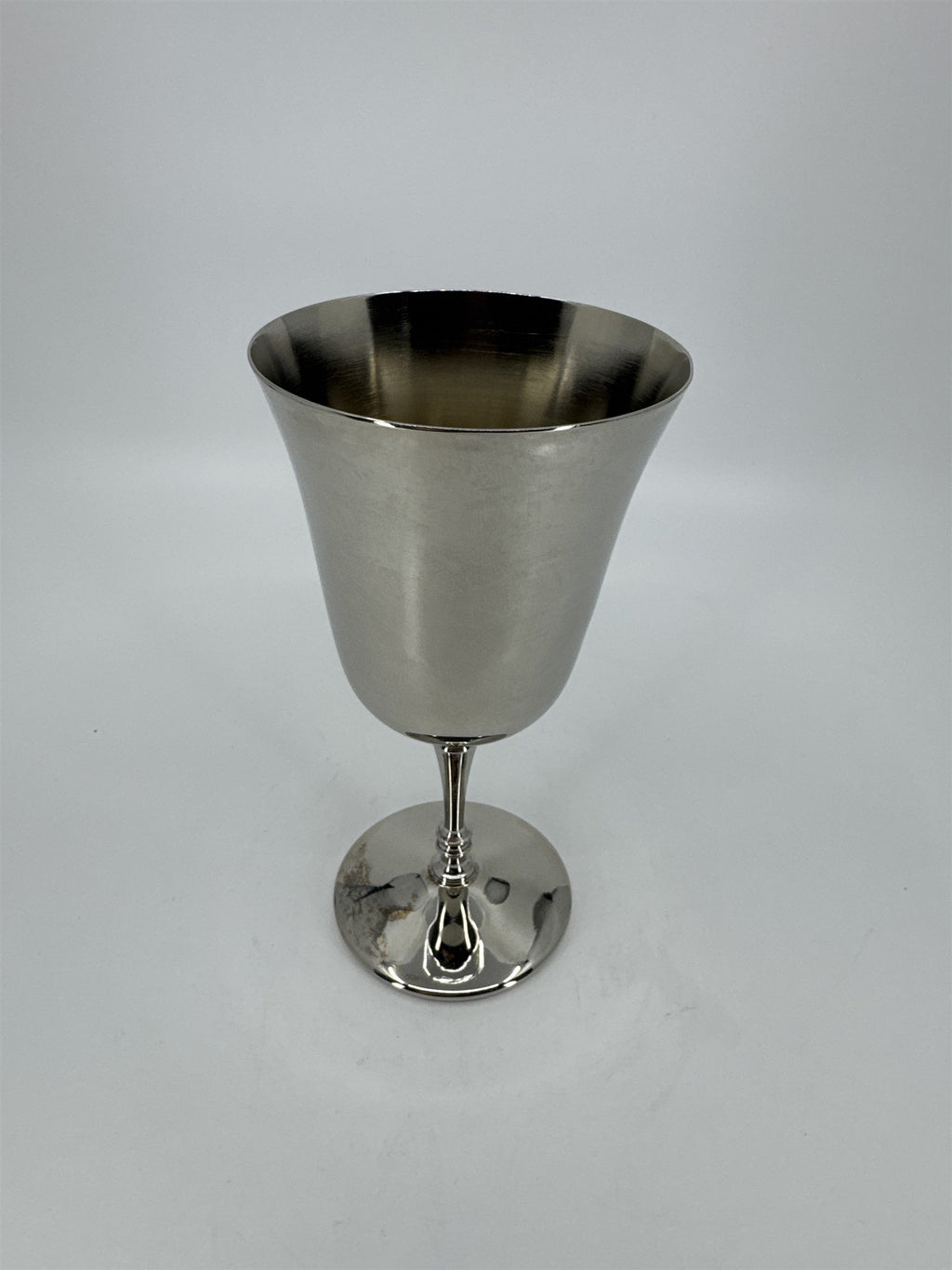 Vintage Silver-Toned Metal Wine Goblet Tulip Shape 6-1/2" Tall Offering Goblet