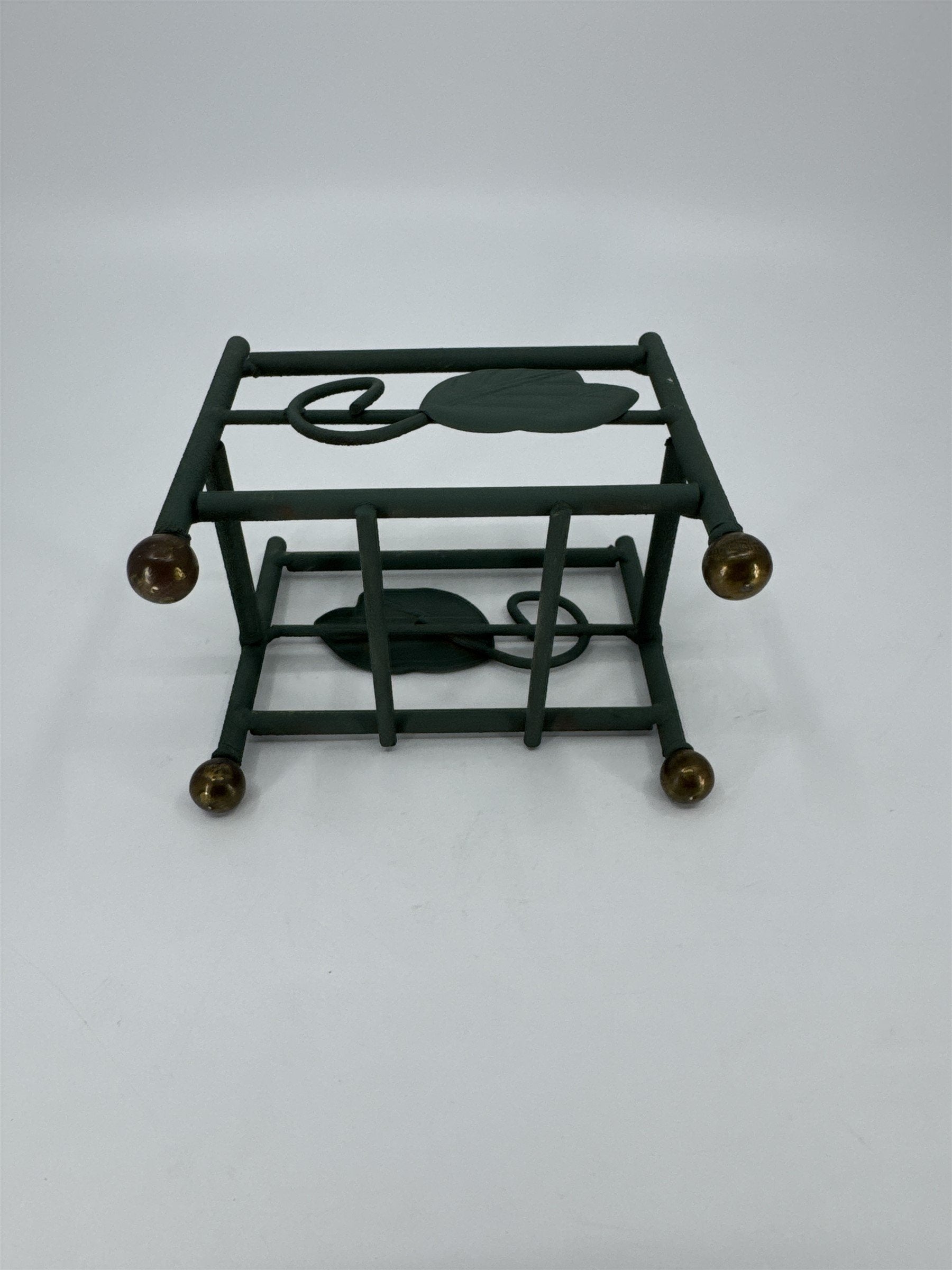 Vintage Metal Leaf Vine Pattern Handmade Coaster Holder / Card Holder