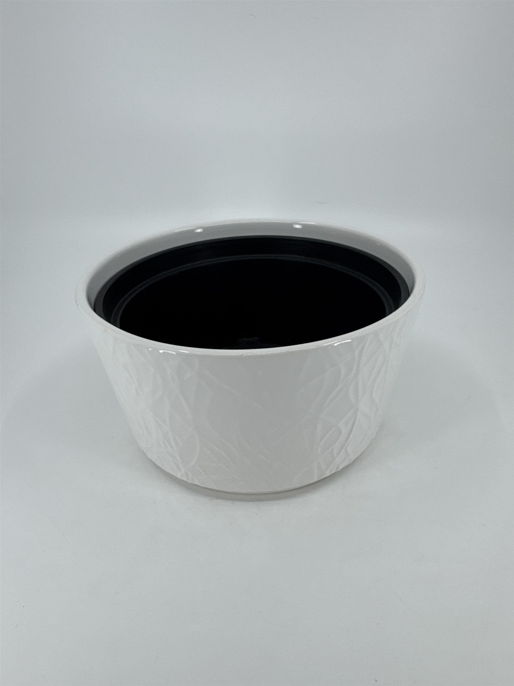 3-1/2" Tall White Ceramic Textured Planter for Small Plants Bonsai Trees