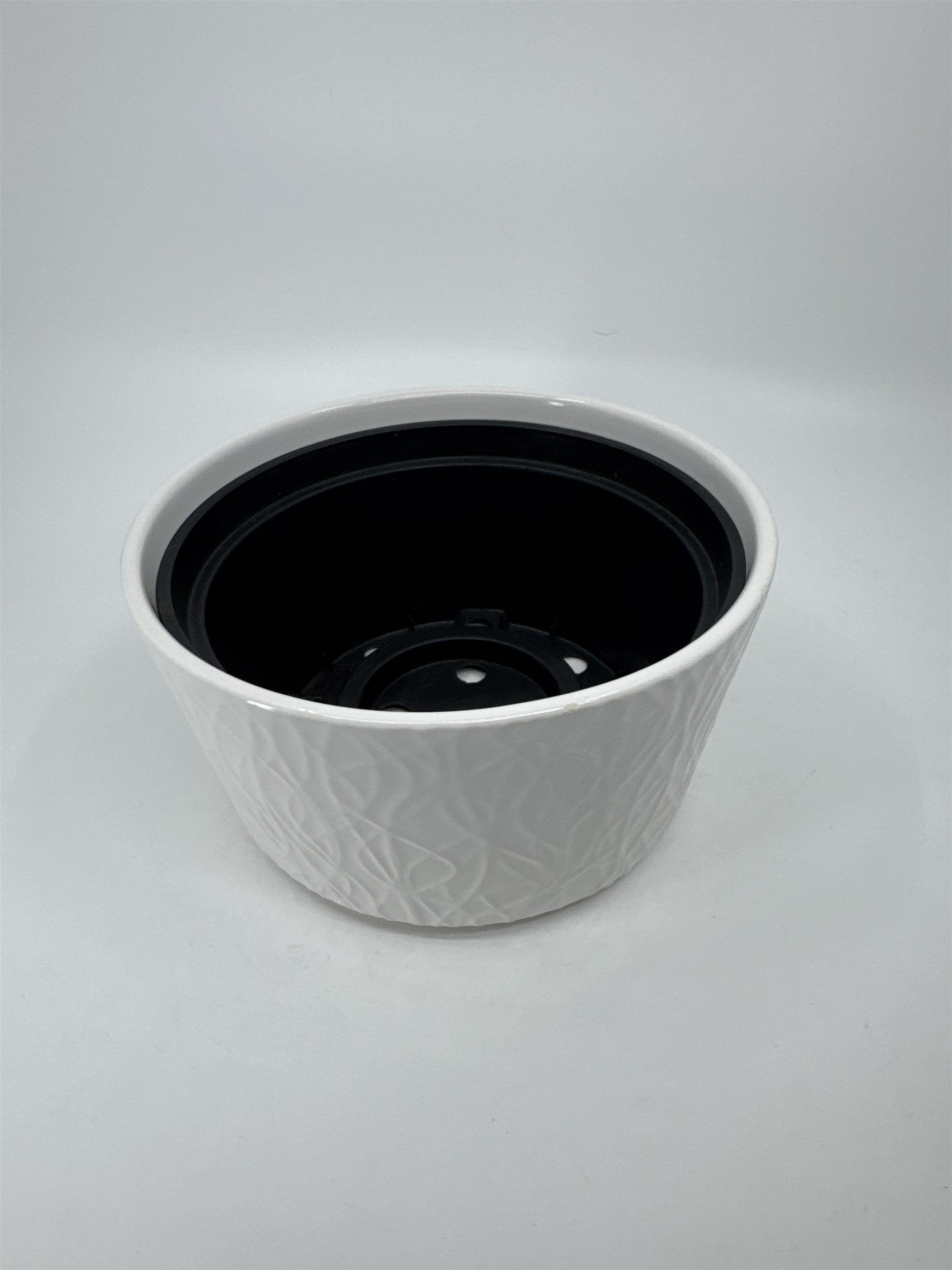 3-1/2" Tall White Ceramic Textured Planter for Small Plants Bonsai Trees
