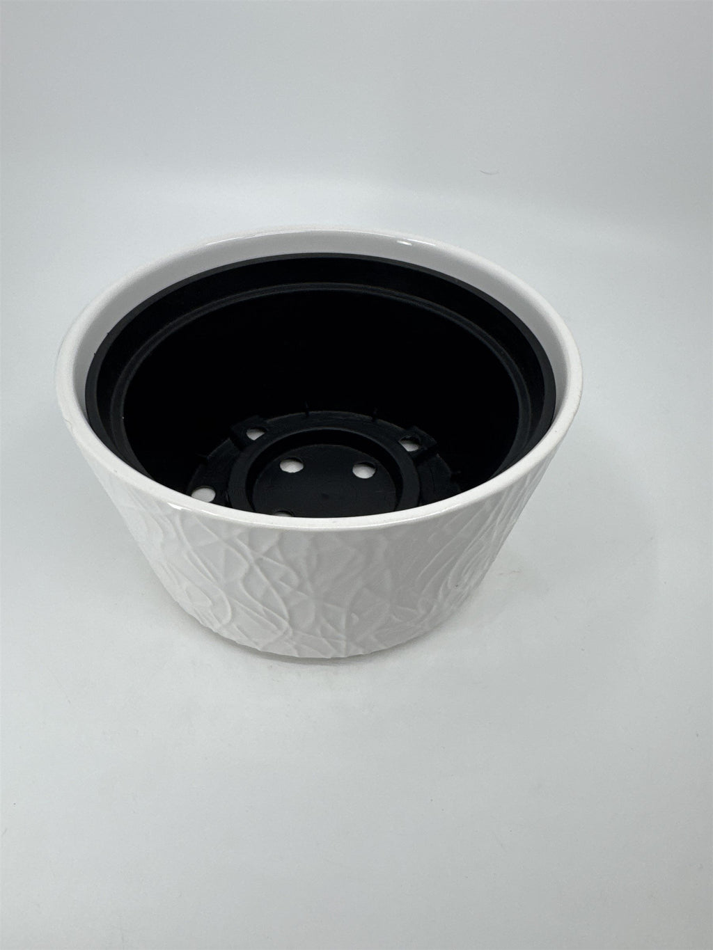 3-1/2" Tall White Ceramic Textured Planter for Small Plants Bonsai Trees