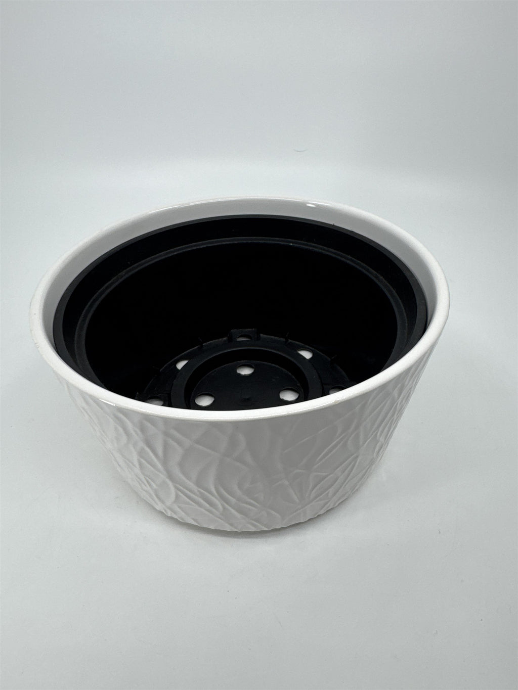 3-1/2" Tall White Ceramic Textured Planter for Small Plants Bonsai Trees