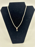 Vintage Tiny Faux White Pearl Pink Rose Vibrant Necklace Estate Costume Jewelry