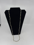 Vintage Tiny Faux Beaded White/Gold/Blue Necklace Estate Costume Jewelry