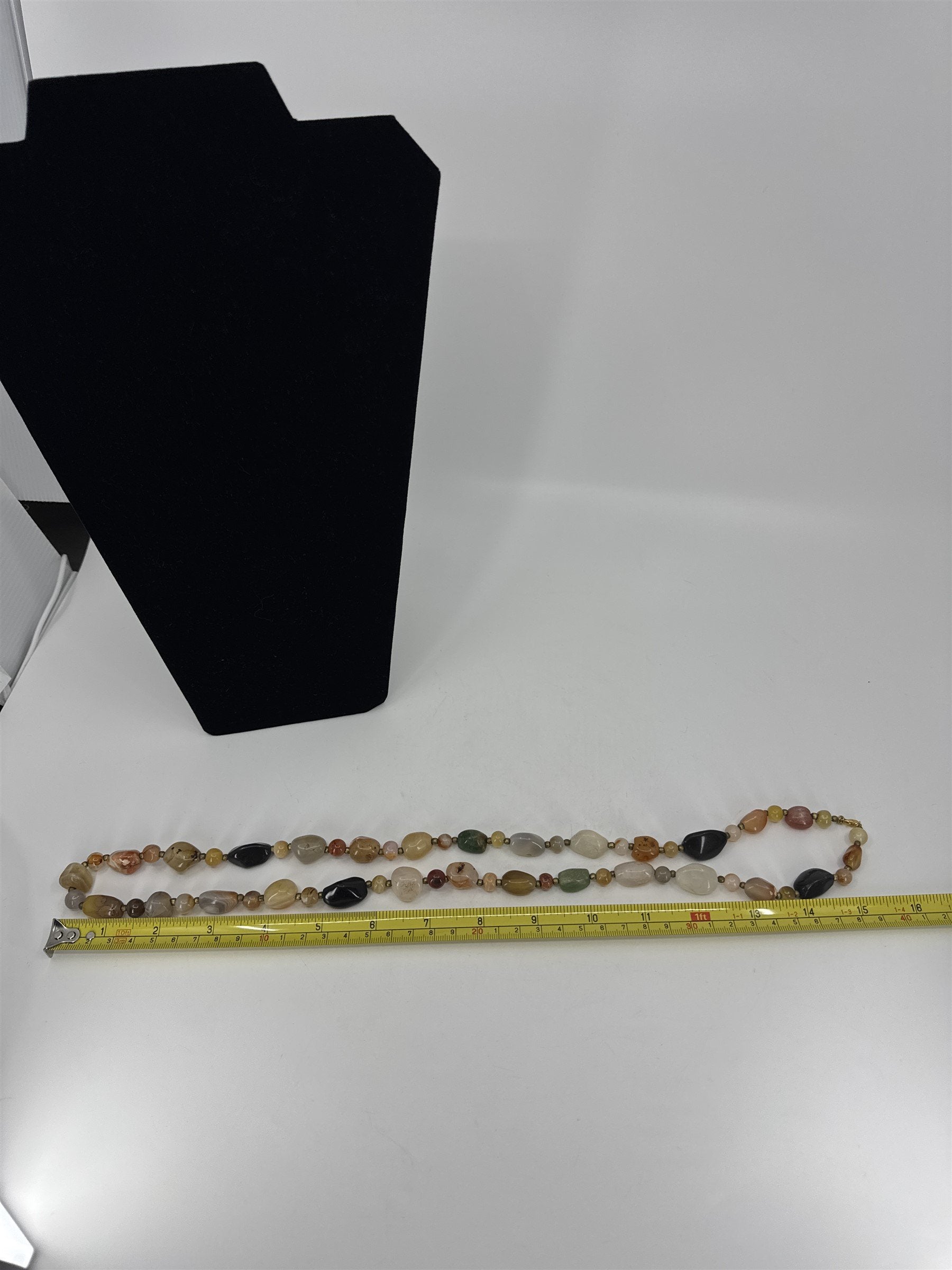 Vintage Long Natural Stone Crystal Gems Necklace