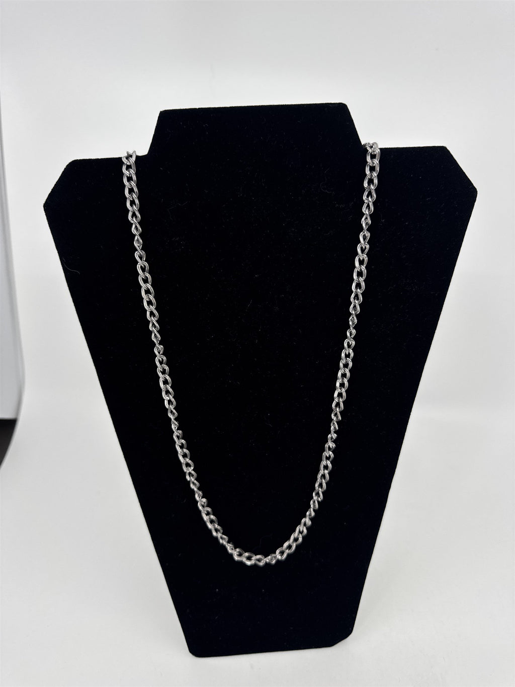 Vintage Grey Gray Metal Necklace Textured Dark Chain Necklace