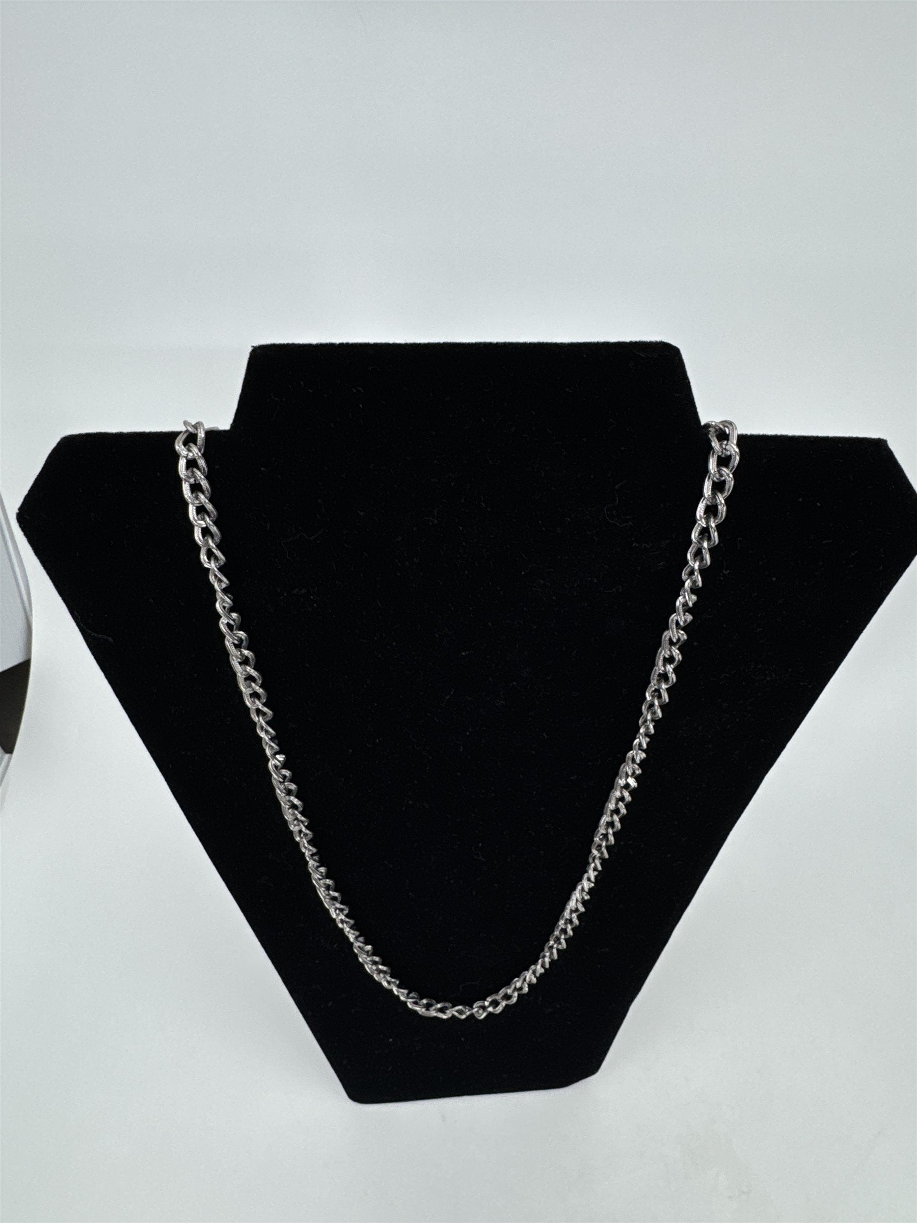 Vintage Grey Gray Metal Necklace Textured Dark Chain Necklace
