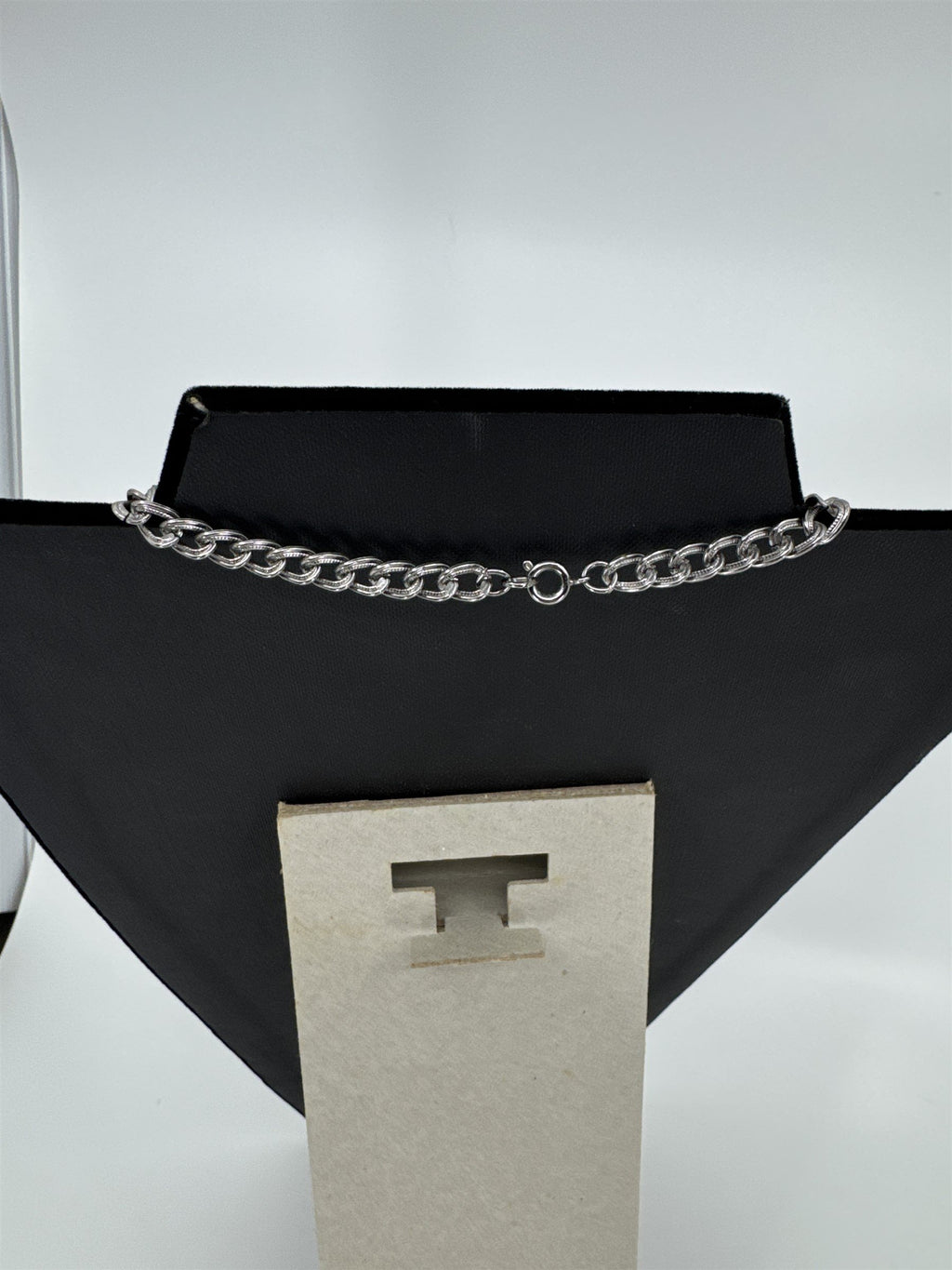 Vintage Grey Gray Metal Necklace Textured Dark Chain Necklace