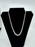 Vintage Faux White Taper Pearl Vibrant Shining Necklace Estate Costume Jewelry