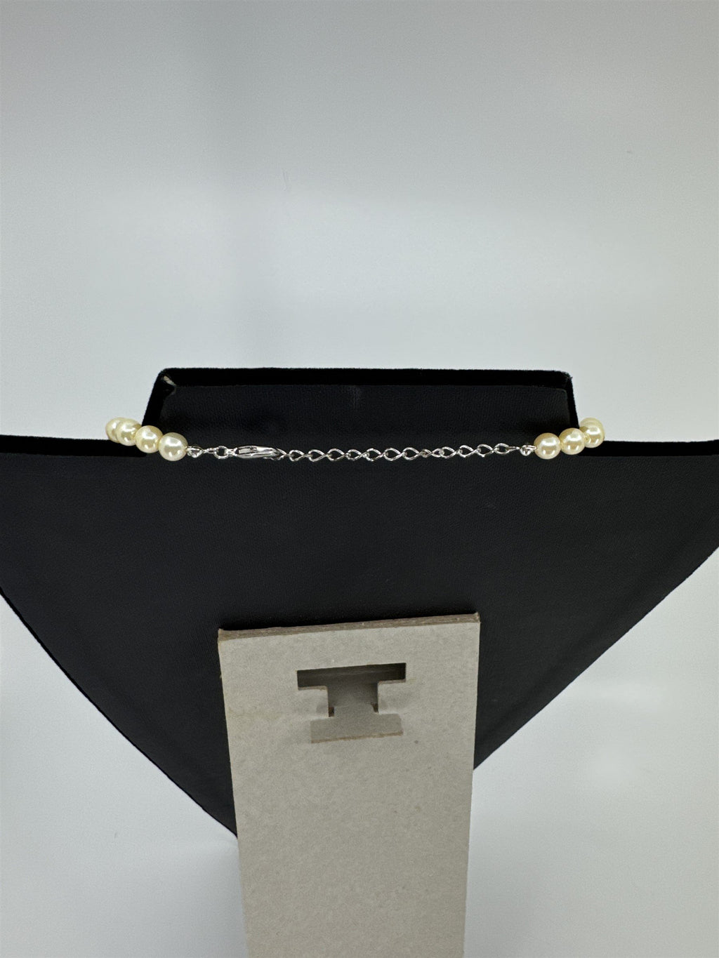 Vintage Faux Rhinestone Champagne Pearl Shining Necklace Estate Costume Jewelry