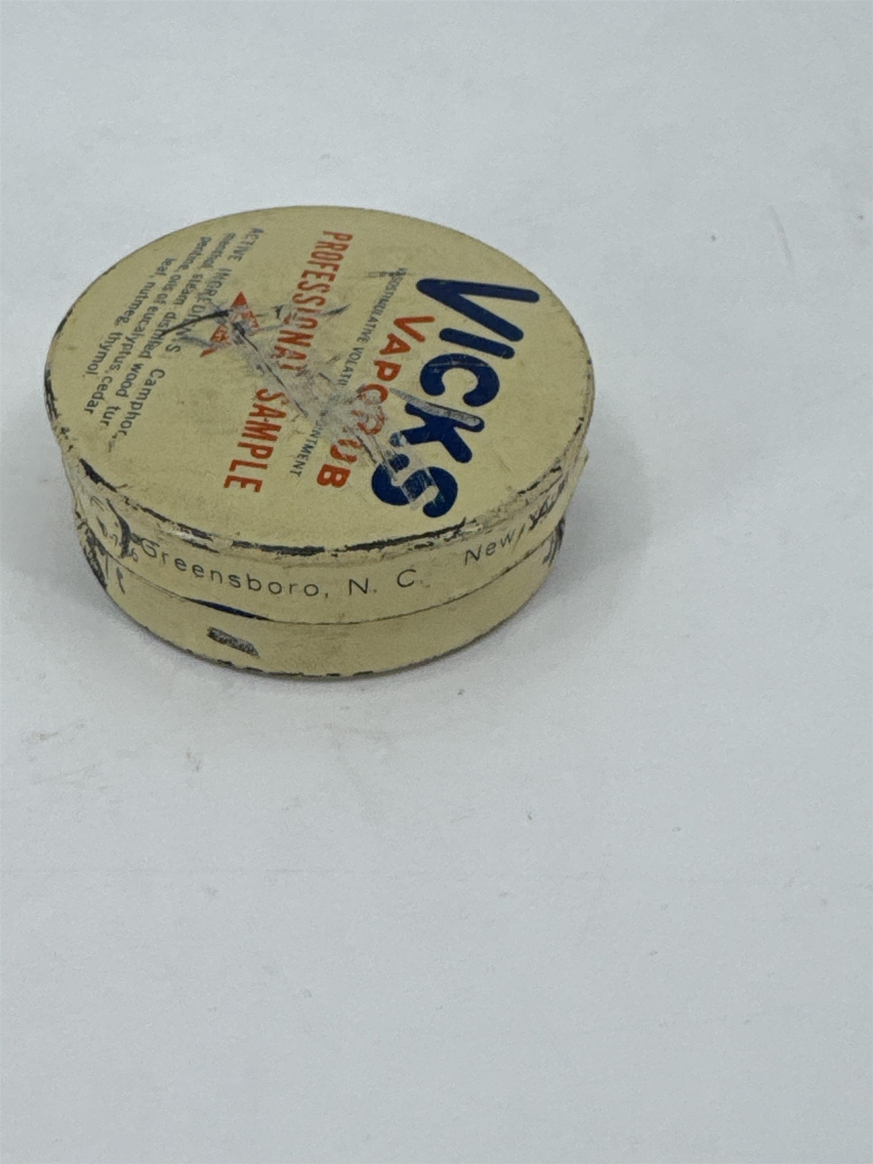 Vintage VICKS VapoRub Professional Sample Salve Tin VICK CHEMICAL COMPANY Tin