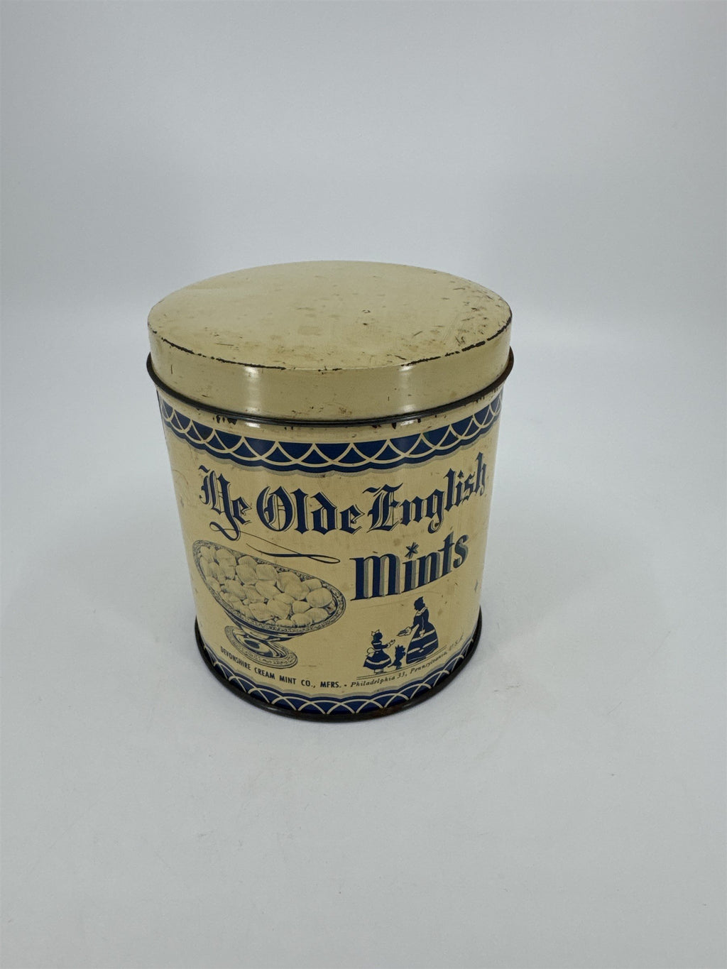 Vintage Ye Old English Mints Tin Devonshire Cream Mint Co. Philadelphia PA