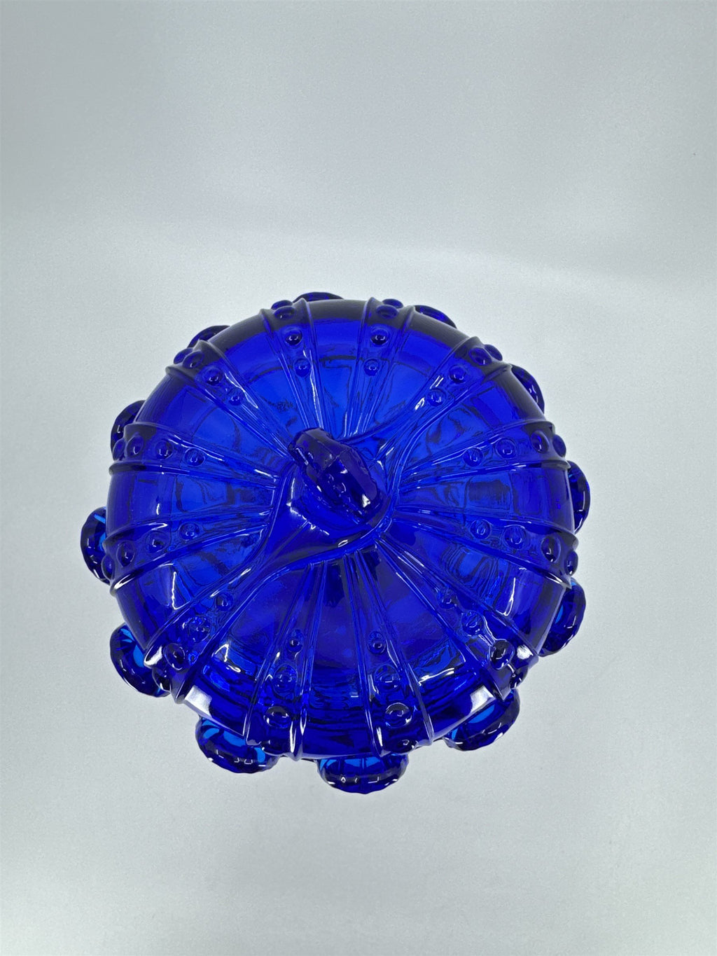 Vintage Frostoria Crown Collections Hapsburg Crown Pedestal Cobalt Blue /w Lid
