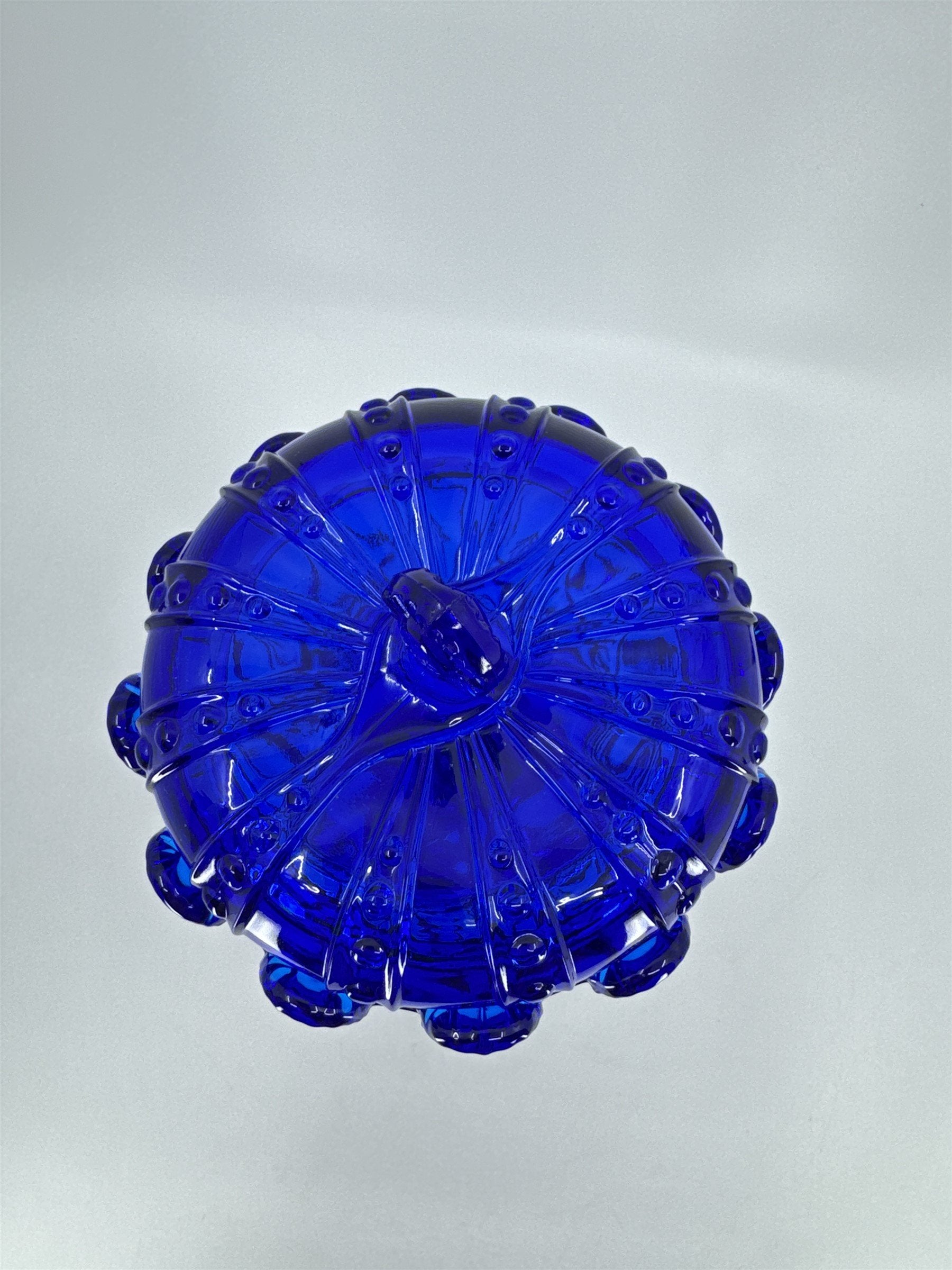 Vintage Frostoria Crown Collections Hapsburg Crown Pedestal Cobalt Blue /w Lid