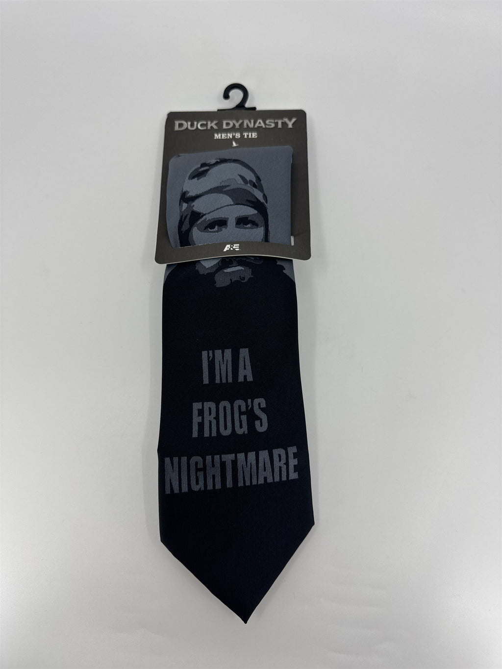 A&E Duck Dynasty Mens Tie I'm A Frog's Nightmare Jase Gray/Black Tie