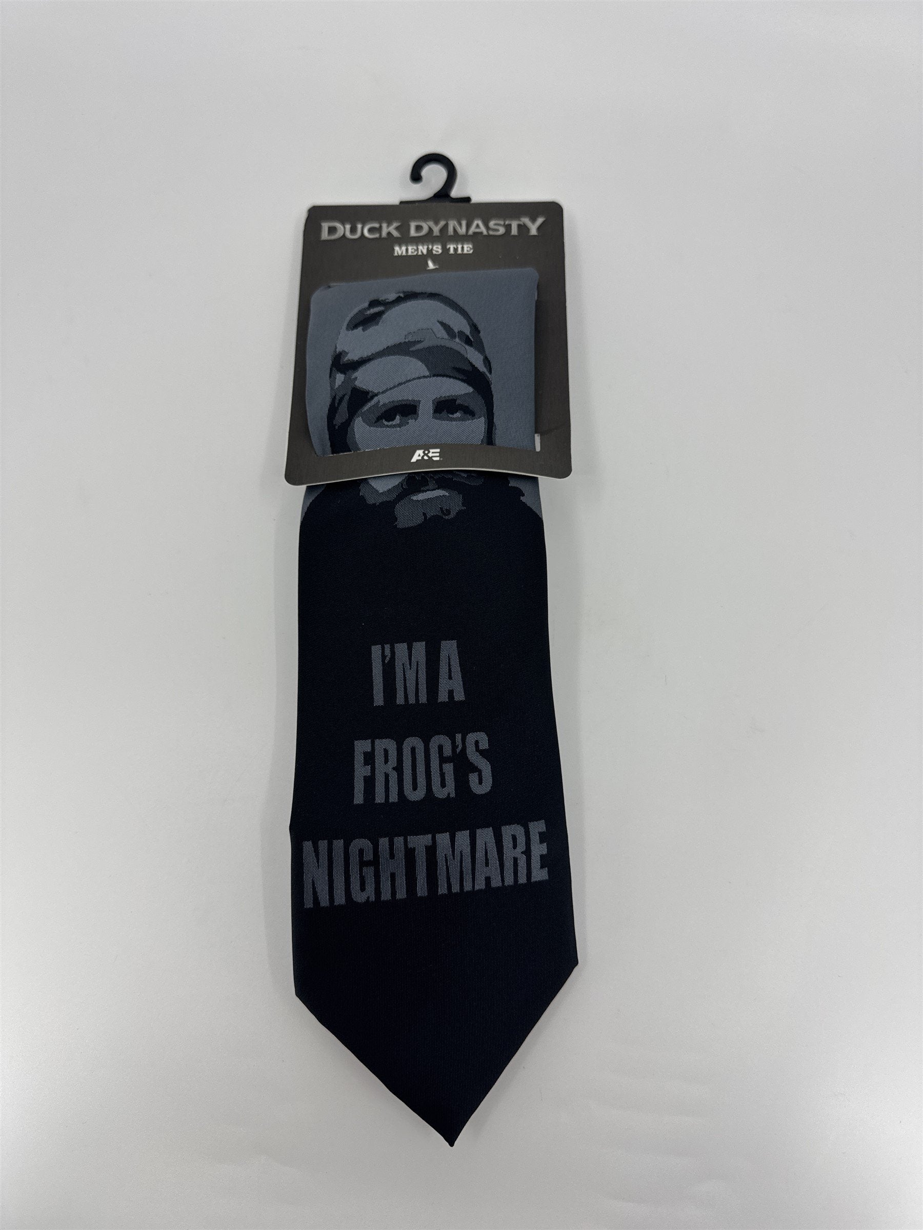 A&E Duck Dynasty Mens Tie I'm A Frog's Nightmare Jase Gray/Black Tie