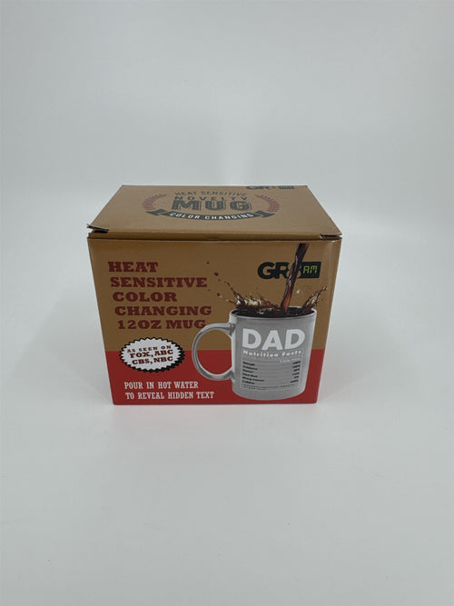 "Dad Nutrition Facts" GR8AM 12oz Heat Sensitive Color Changing Novelty Funny Mug