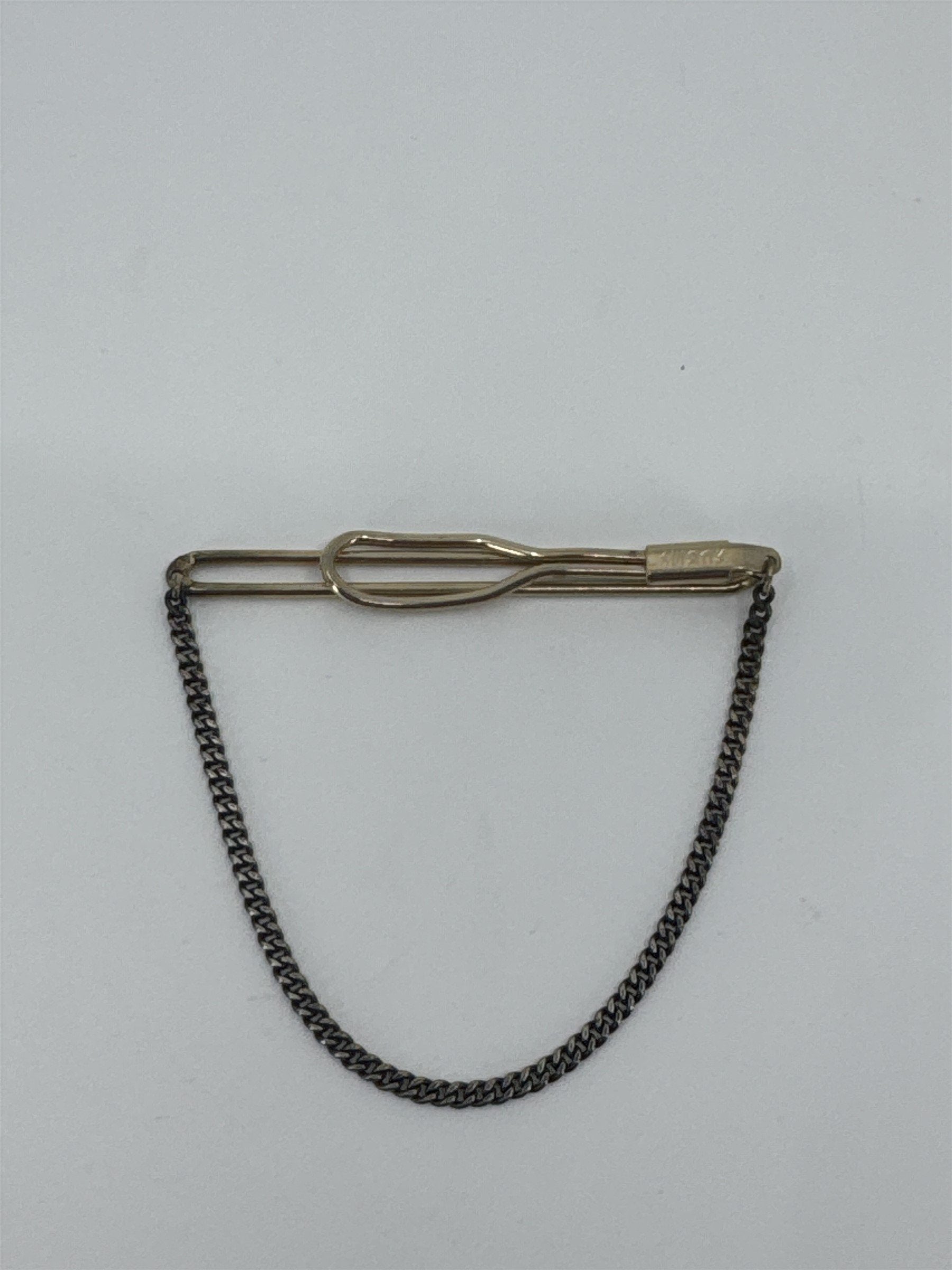Vintage SWANK Gold Tone Tie Bar Clip Swag Chain