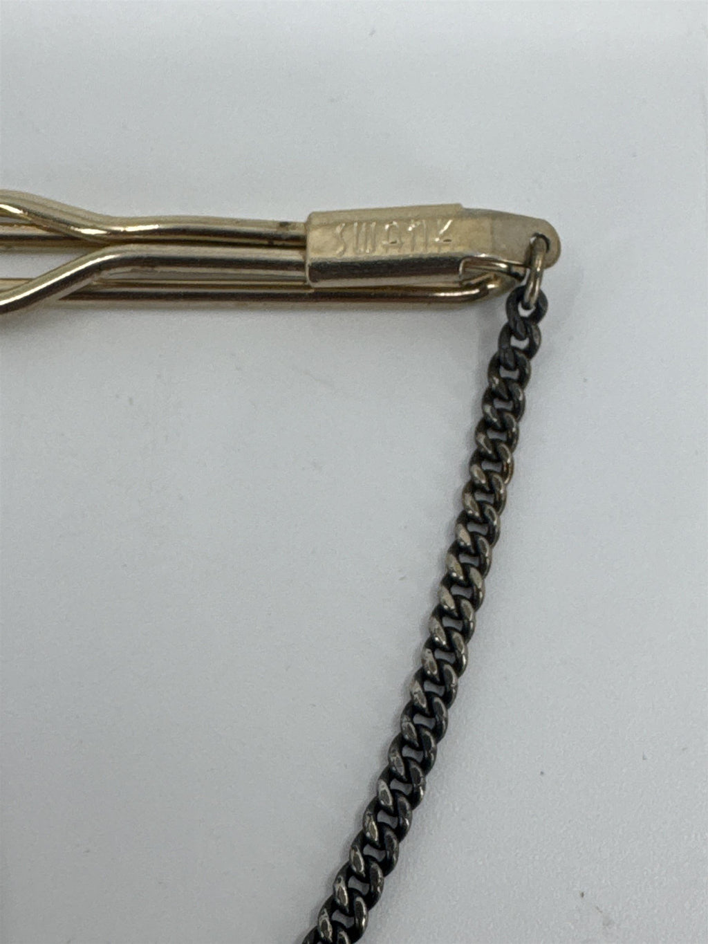 Vintage SWANK Gold Tone Tie Bar Clip Swag Chain