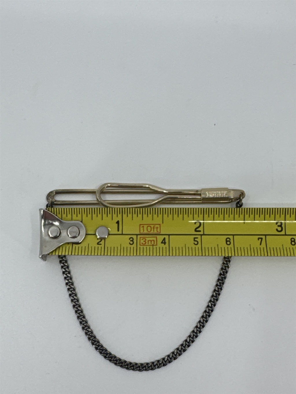 Vintage SWANK Gold Tone Tie Bar Clip Swag Chain