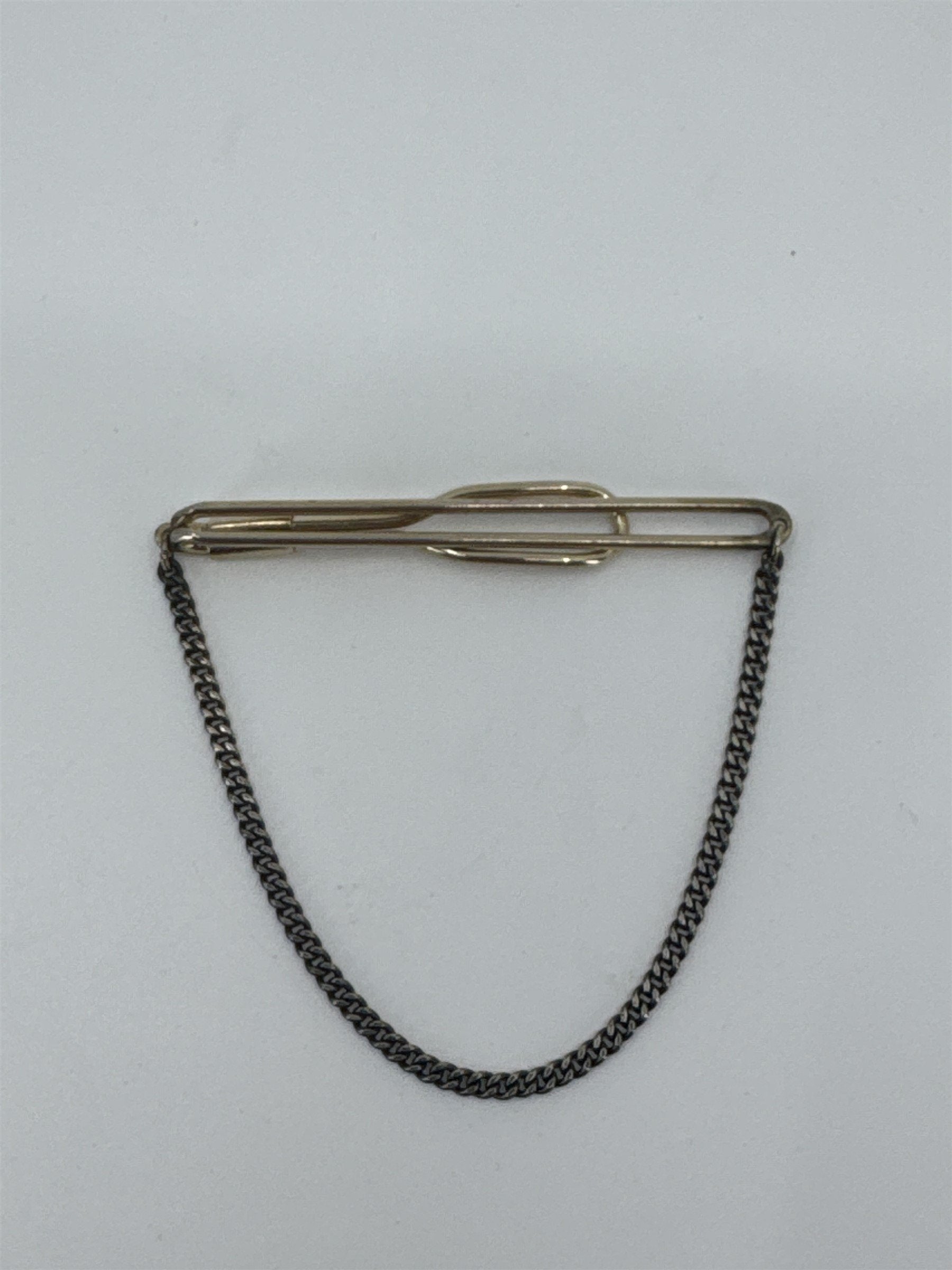 Vintage SWANK Gold Tone Tie Bar Clip Swag Chain