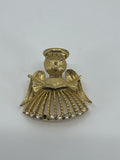 Vintage Gold-Tone Rhinestone Angel /w Halo and Rhinestones Brooch (Missing Gem)