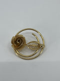 Vintage Sarah Coventry Promise Gold Tone Brooch Pin Vintage Rose Flower Leaf Pin