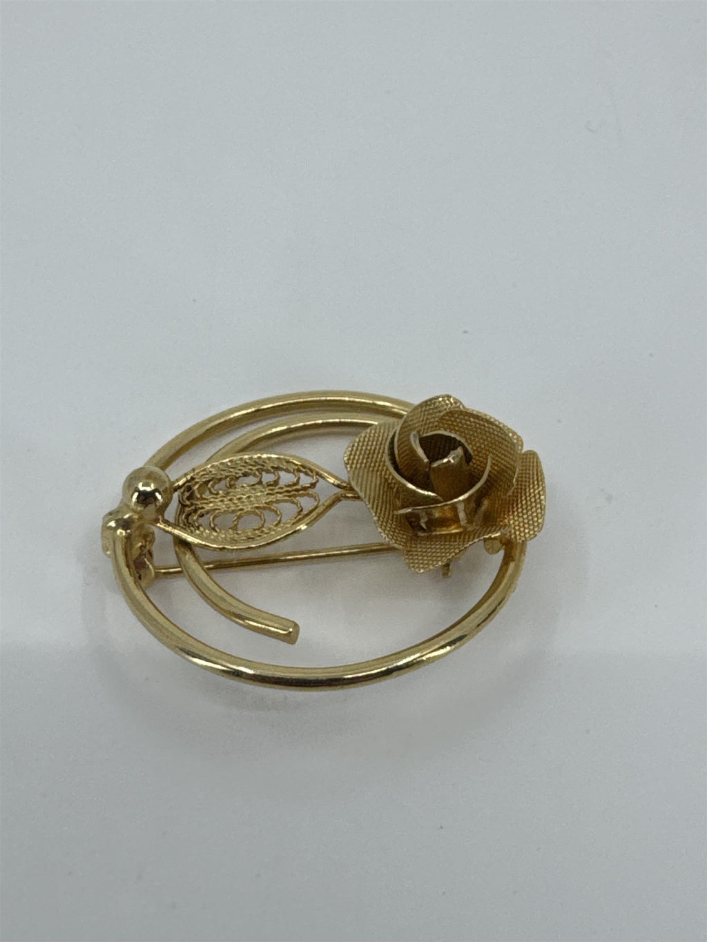 Vintage Sarah Coventry Promise Gold Tone Brooch Pin Vintage Rose Flower Leaf Pin