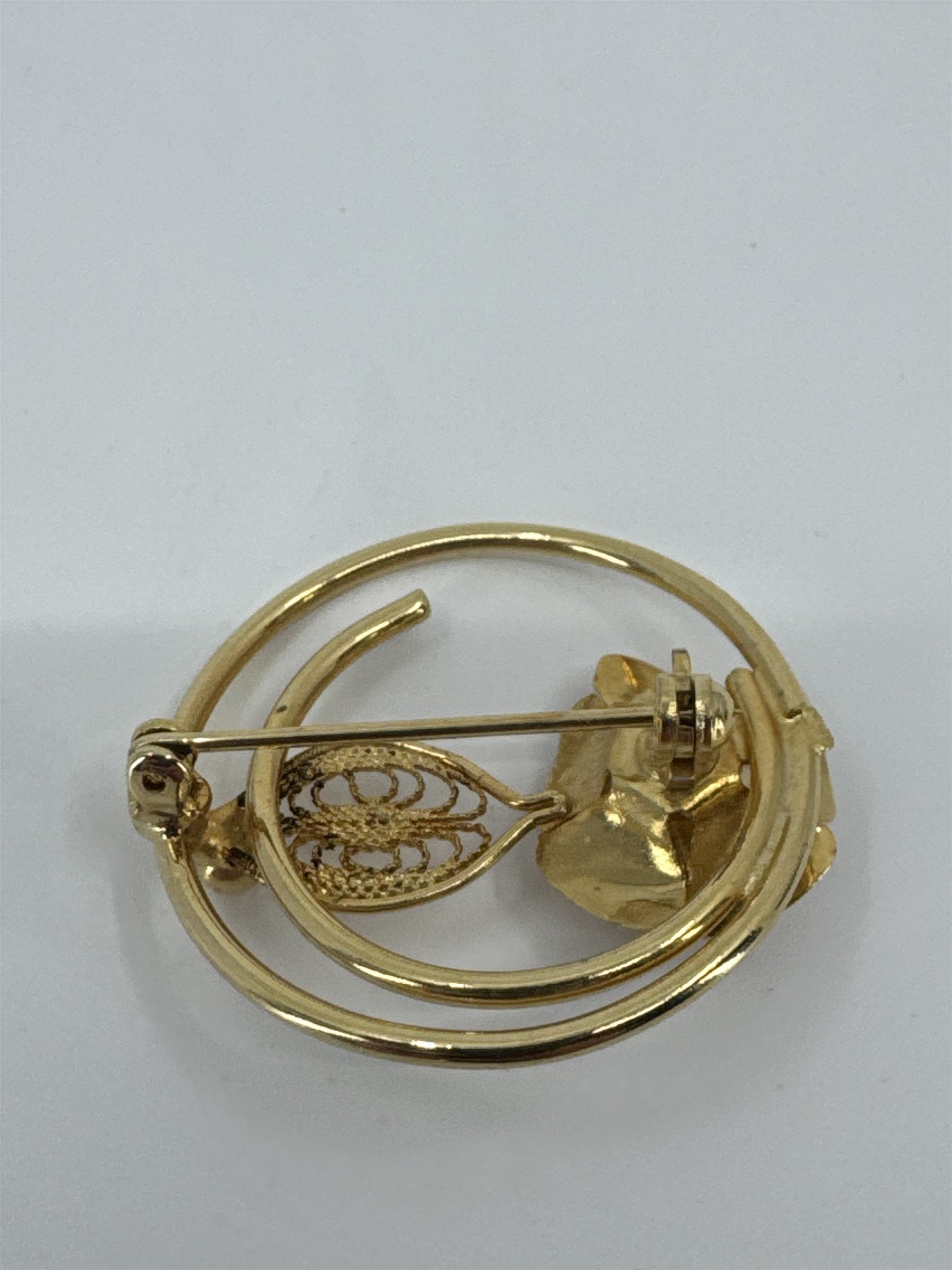 Vintage Sarah Coventry Promise Gold Tone Brooch Pin Vintage Rose Flower Leaf Pin