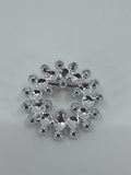 Vintage Silver Toned Snowflake Wreath Brooch Pin /w Reflective Divets