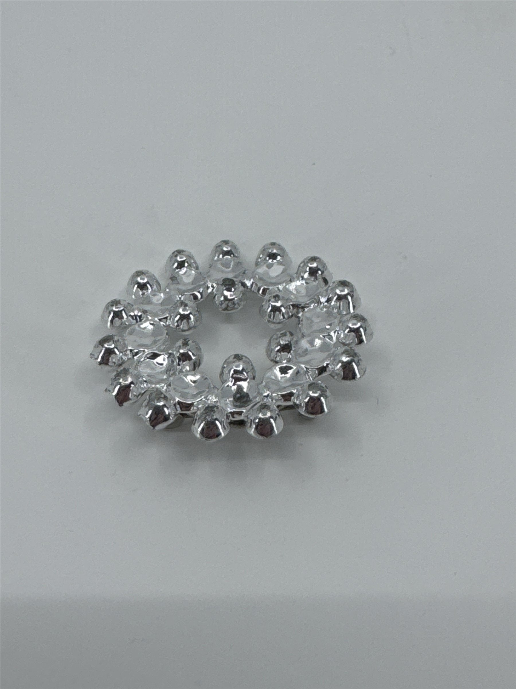 Vintage Silver Toned Snowflake Wreath Brooch Pin /w Reflective Divets