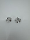Vintage Silver-Toned Floral Whirl Wind Clip-On Earrings Costume Jewelry