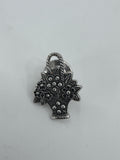 Vintage AVON Silver Toned Flower Basket Floral Brooch Lapel Pin Mothers Day